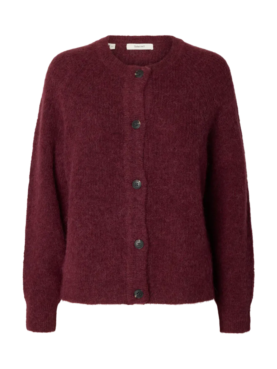 Slflulu Ls Knit Short Cardigan Tawny Port