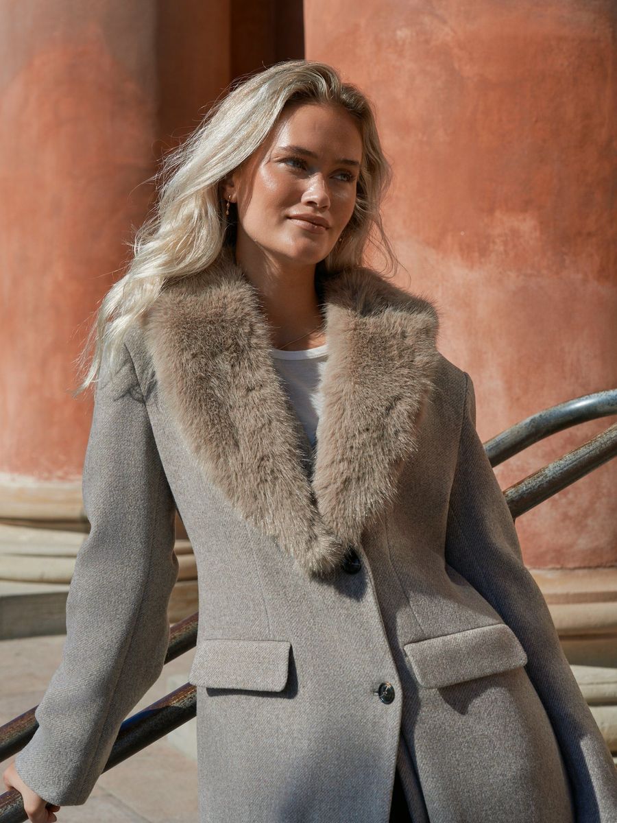 Corina Herringbone Twill Coat