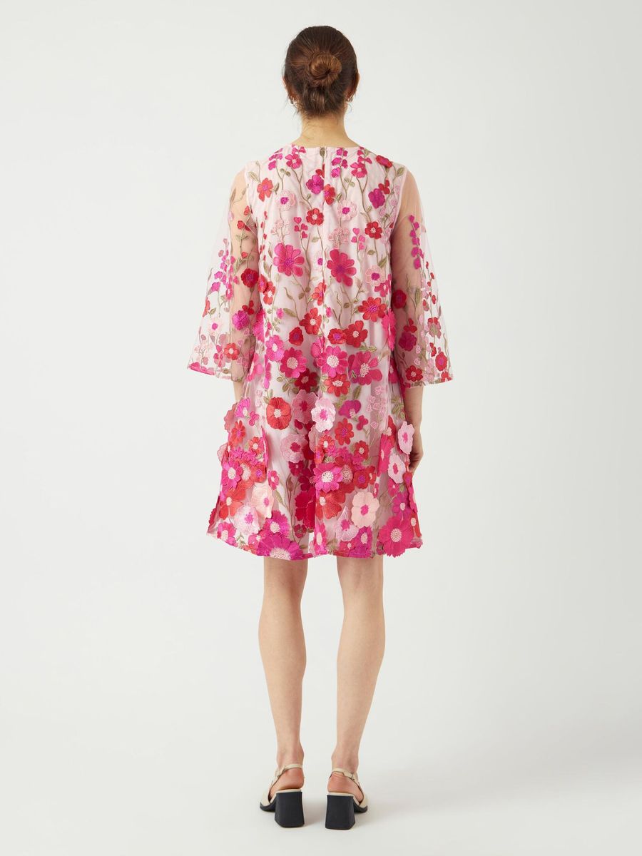 YasFlowering 3/4 Dress Fuchsia Purple Pink Flowers