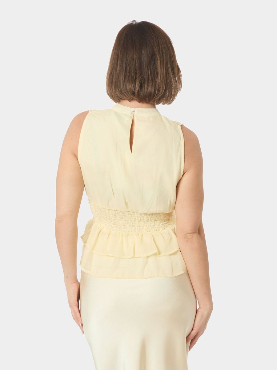 Ansol Solid Chiffon Top Light Yellow