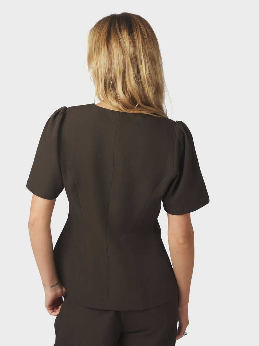 Jules Structure Blouse Dark Brown