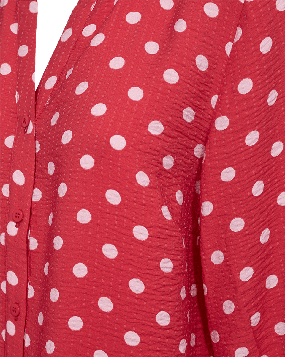 Alma Blouse True Red w. Sweet Lilac