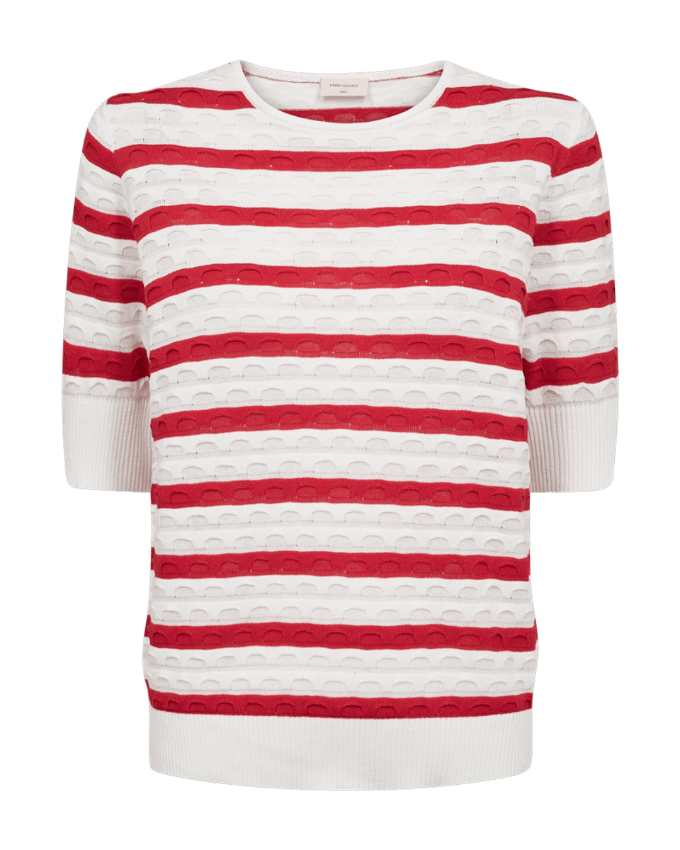 Dodo Pullover Jacquard Stripe Offwhite True Red