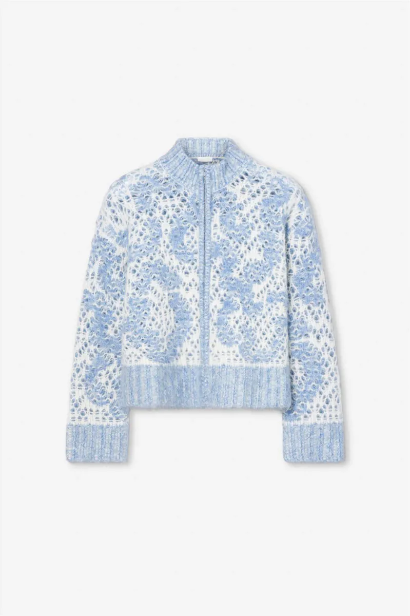 Briana Zip Knit Cardigan Light Blue