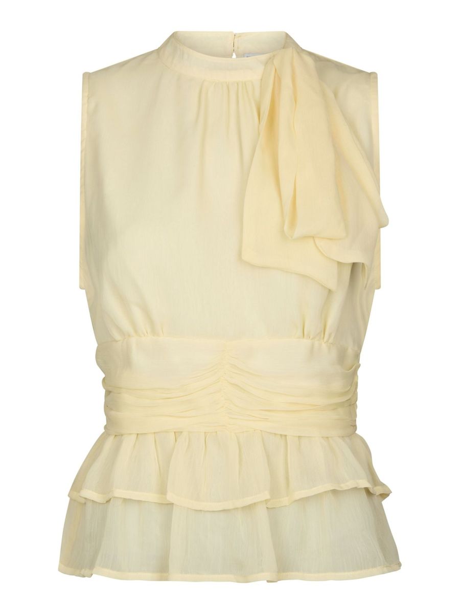 Ansol Solid Chiffon Top Light Yellow