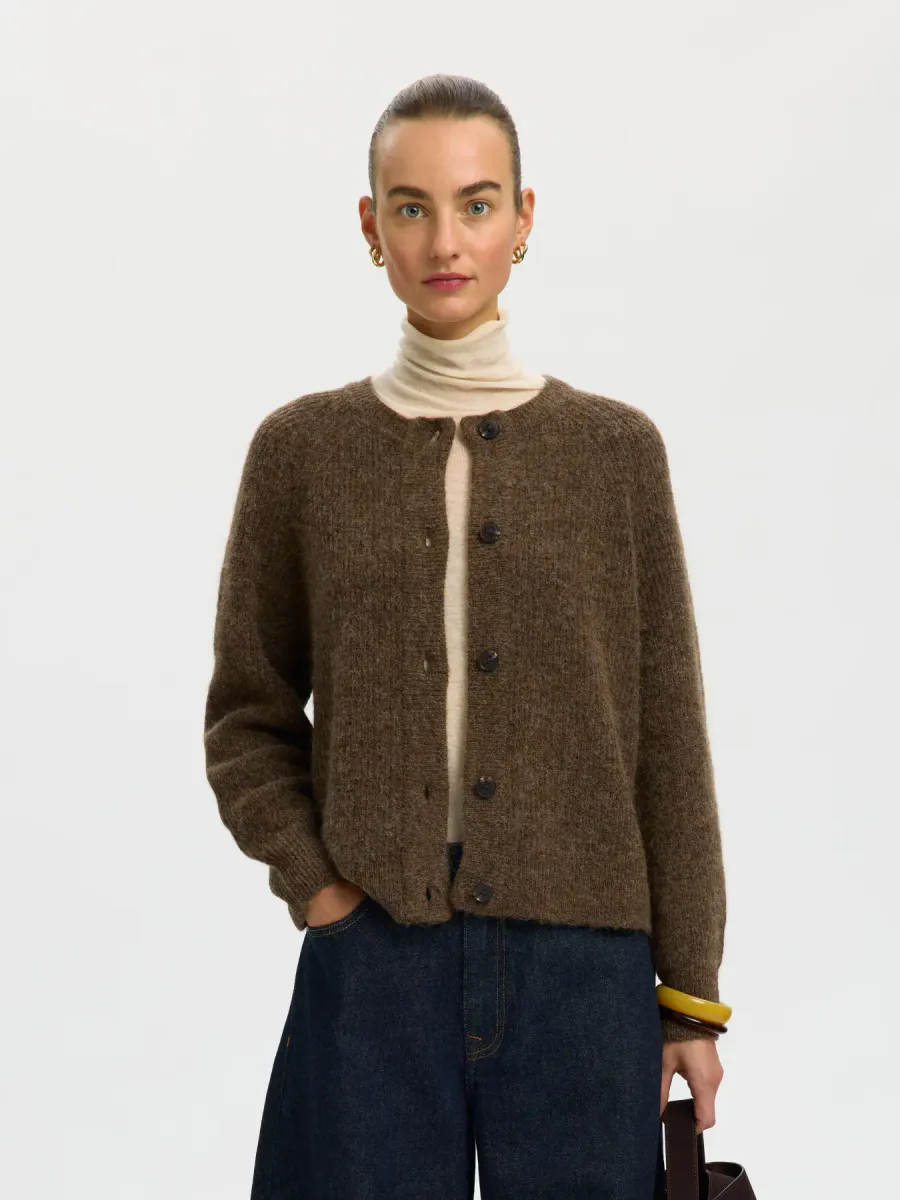 SlfLulu Knit Short Cardigan Dachshund Melange