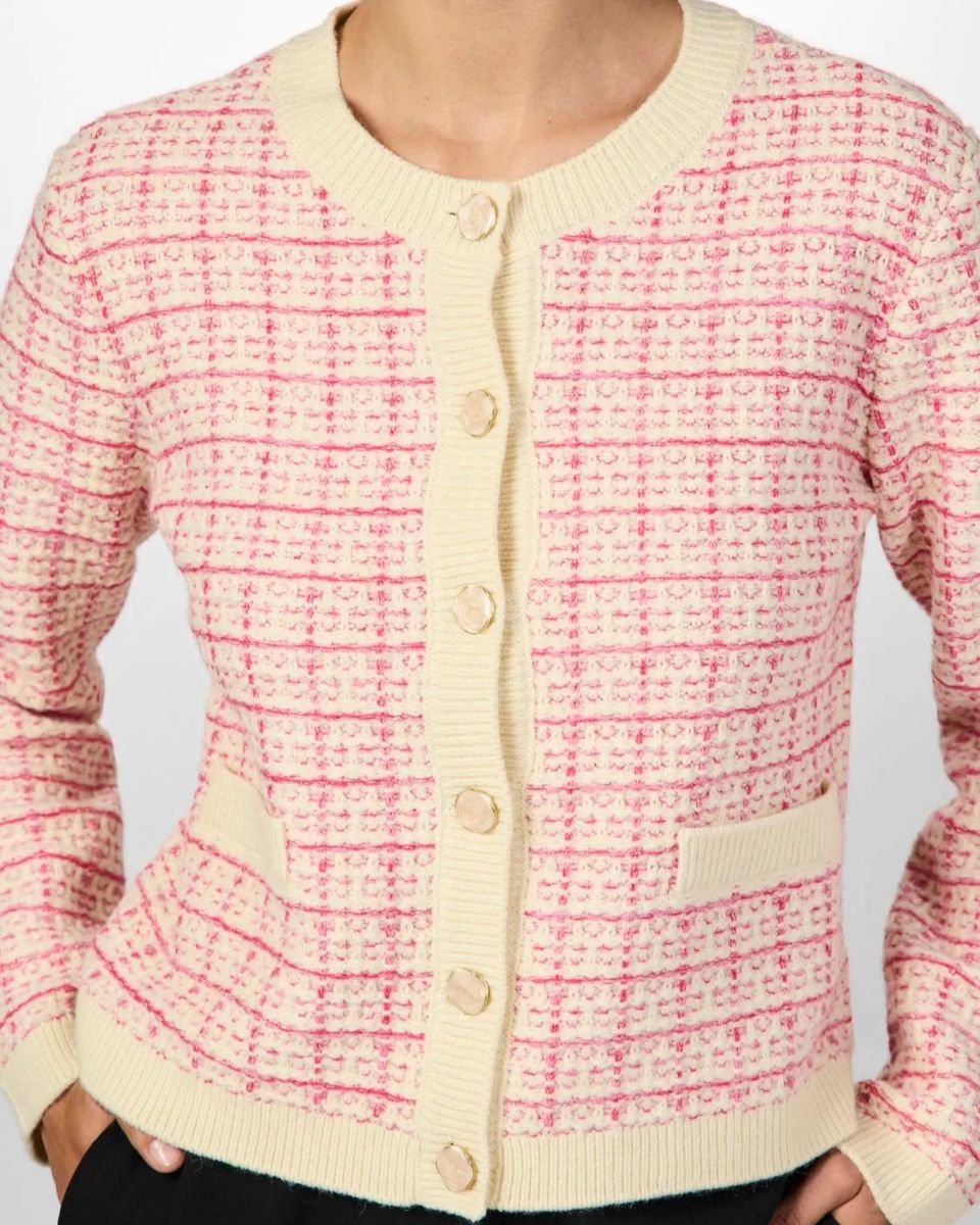 YasLivia Knit Cardigan Raspberry Sorbet