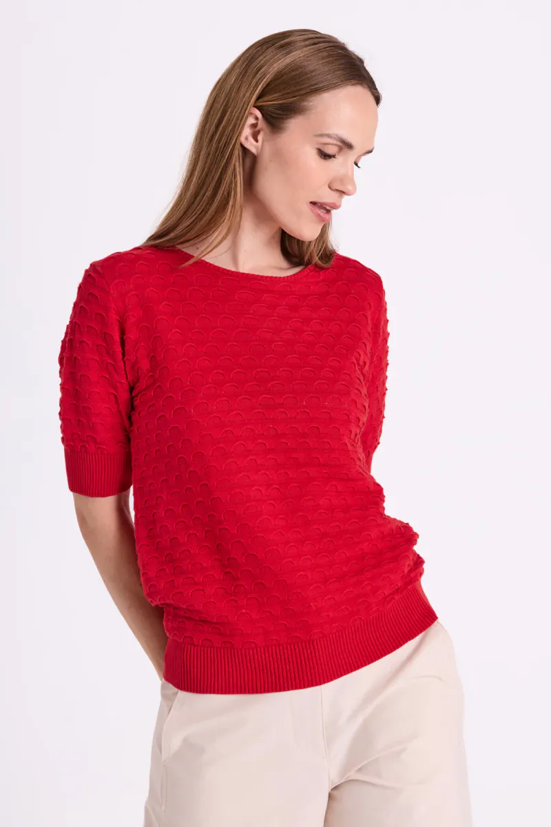 Dodo Pullover Short Sleeve Jacquard True Red