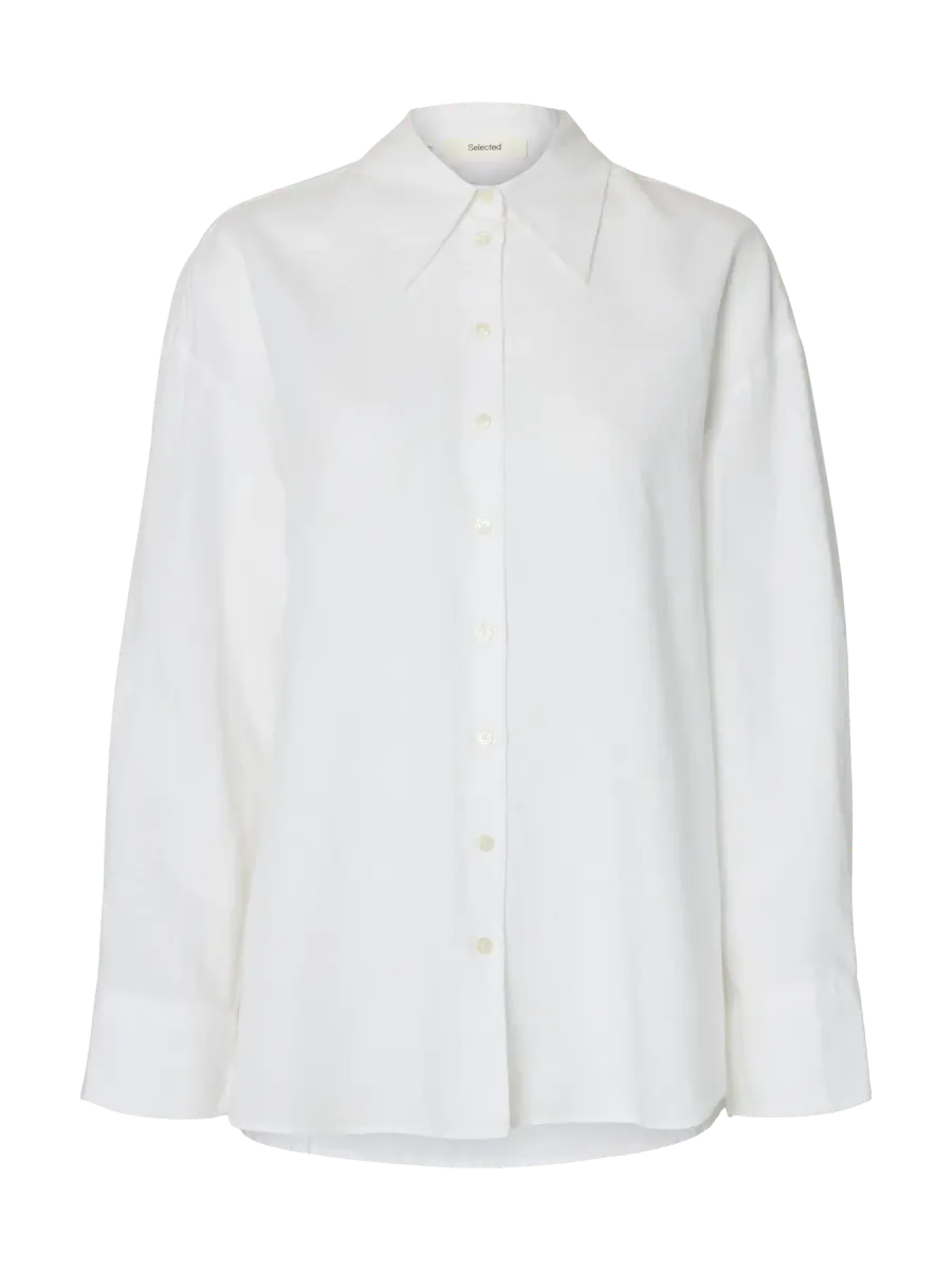 SlfCleo Oversize Linen Blend Shirt Bright White