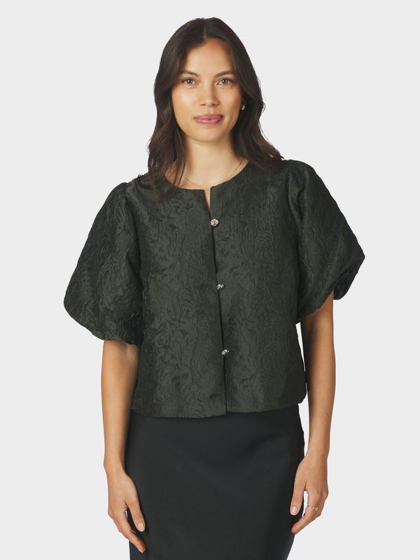 Aisa Brocade Blouse Dark Green