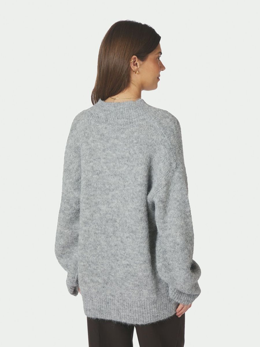 Melli Fluffy Knit Blouse Grey Melange