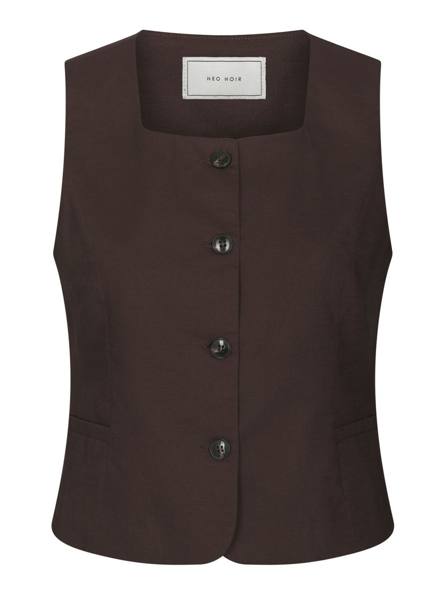 Yula Linen Waistcoat Dark Brown