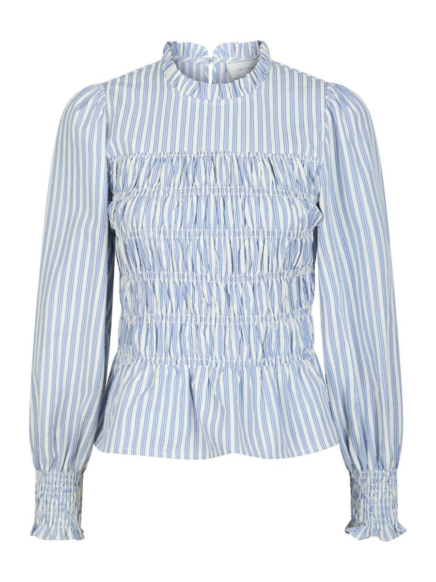 Possa Stripe Smock Blouse Light Blue