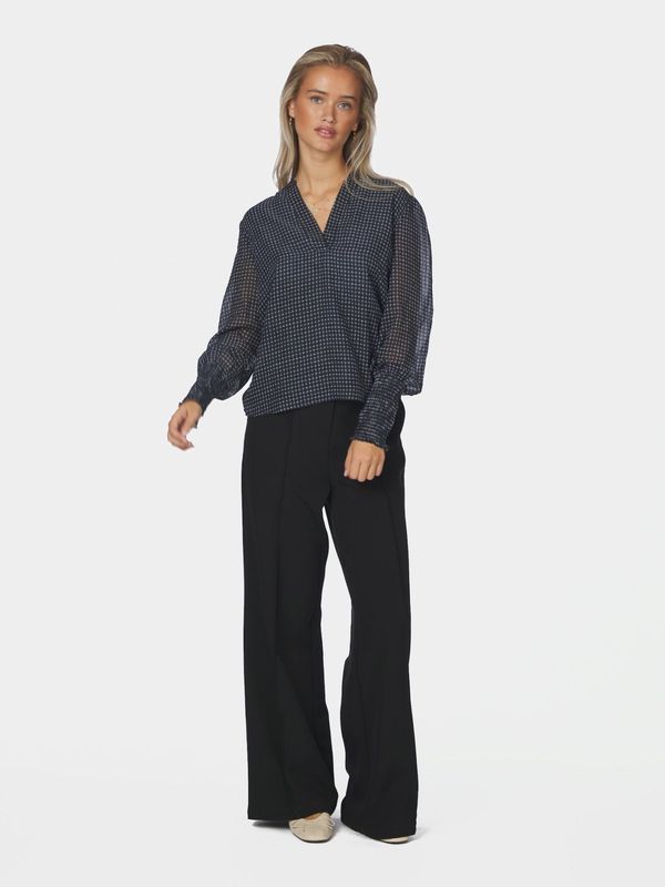 Landa Simple Check Blouse Navy
