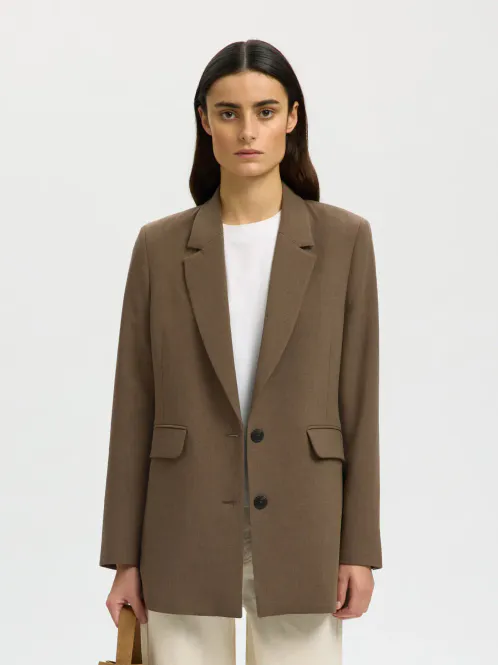 Hovedbilde SlfRita Relaxed Blazer Mel Chocolate Chip
