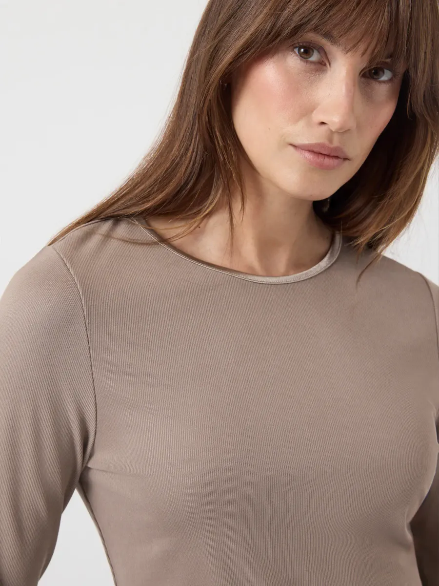 YasPaloma Ls Top Taupe Gray