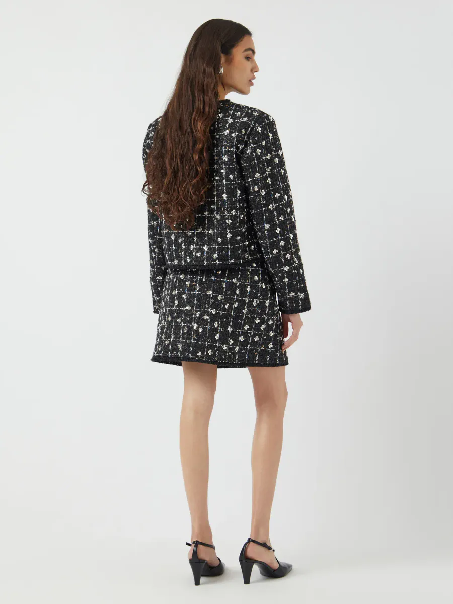 YasValenda Tweed Skirt Show Black