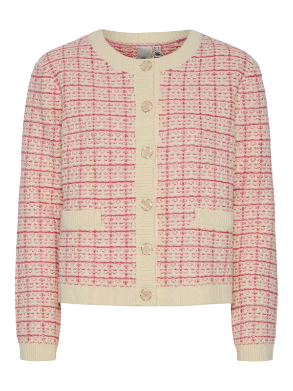 YasLivia Knit Cardigan Raspberry Sorbet