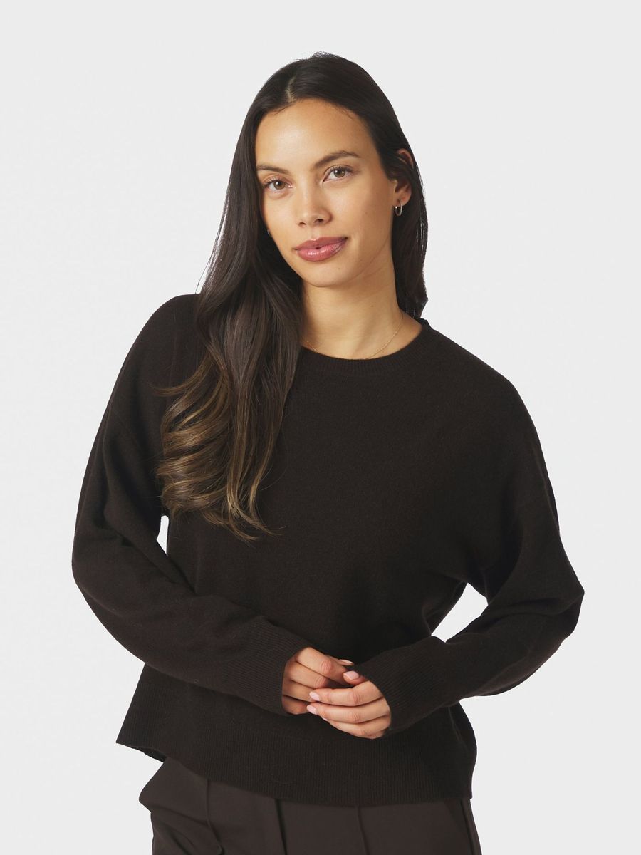 Detri Wool Knit Blouse Dark Brown