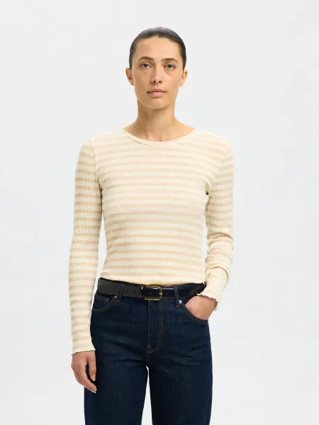 Hovedbilde Slfanna Ls Crew Neck Tee Oatmeal w. Snow White