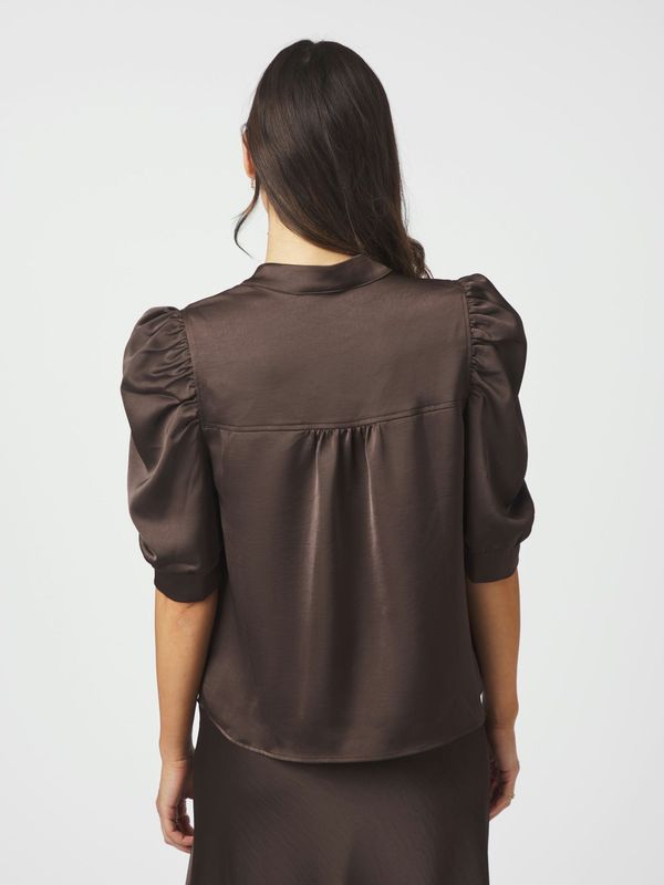 Roella Heavy Sateen Blouse Dark Brown