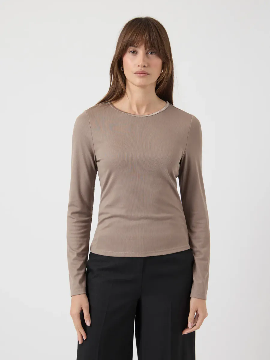 YasPaloma Ls Top Taupe Gray