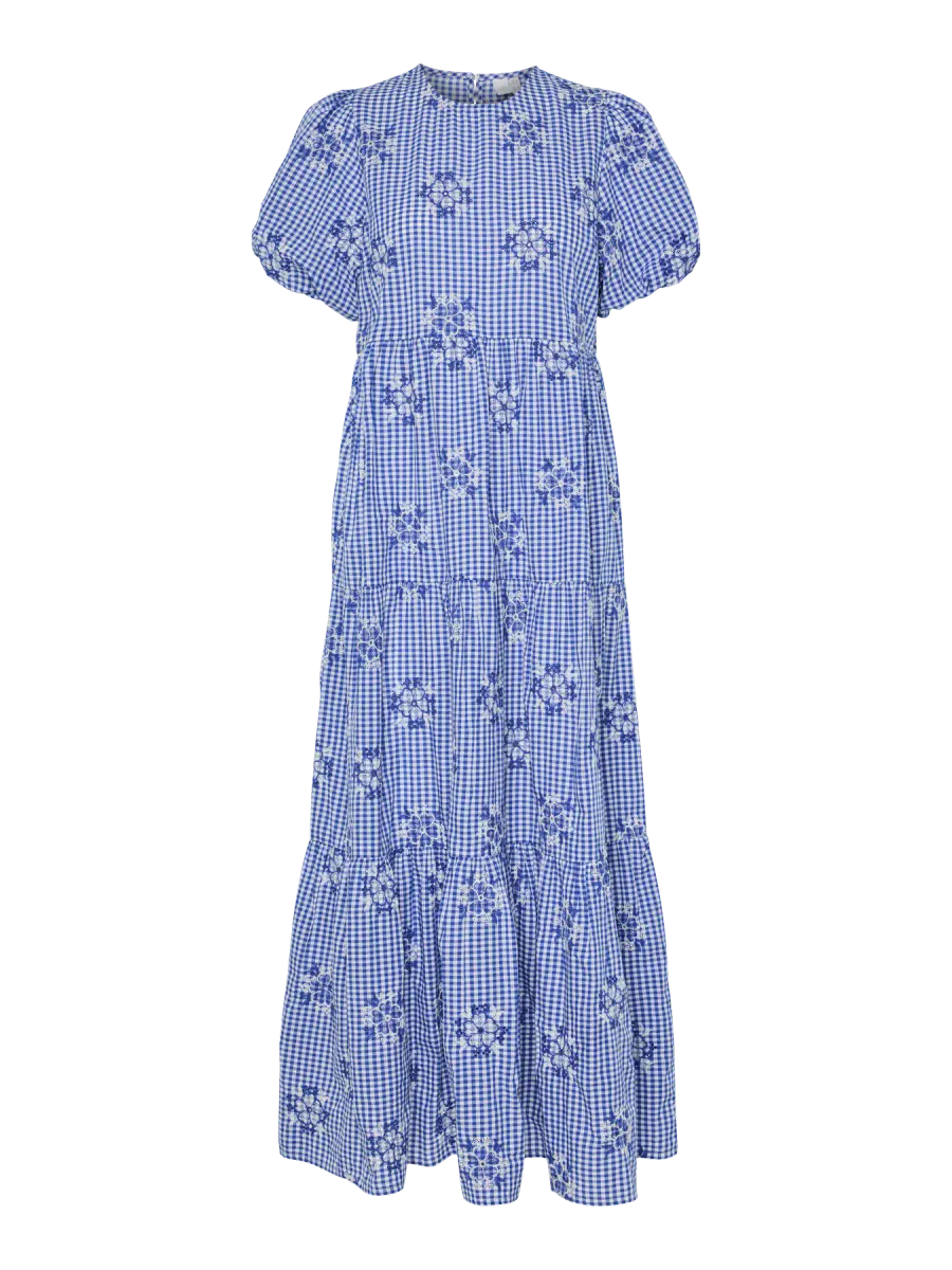 YasGinga Long Dress Dazzling Blue W Checks