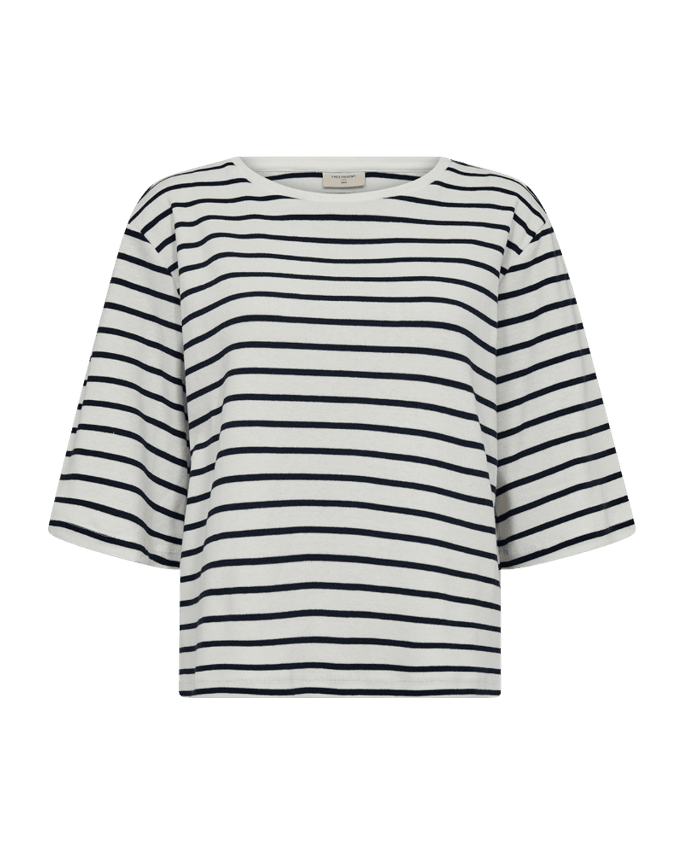 Mila Striped T Shirt Offwhite Navy Blazer