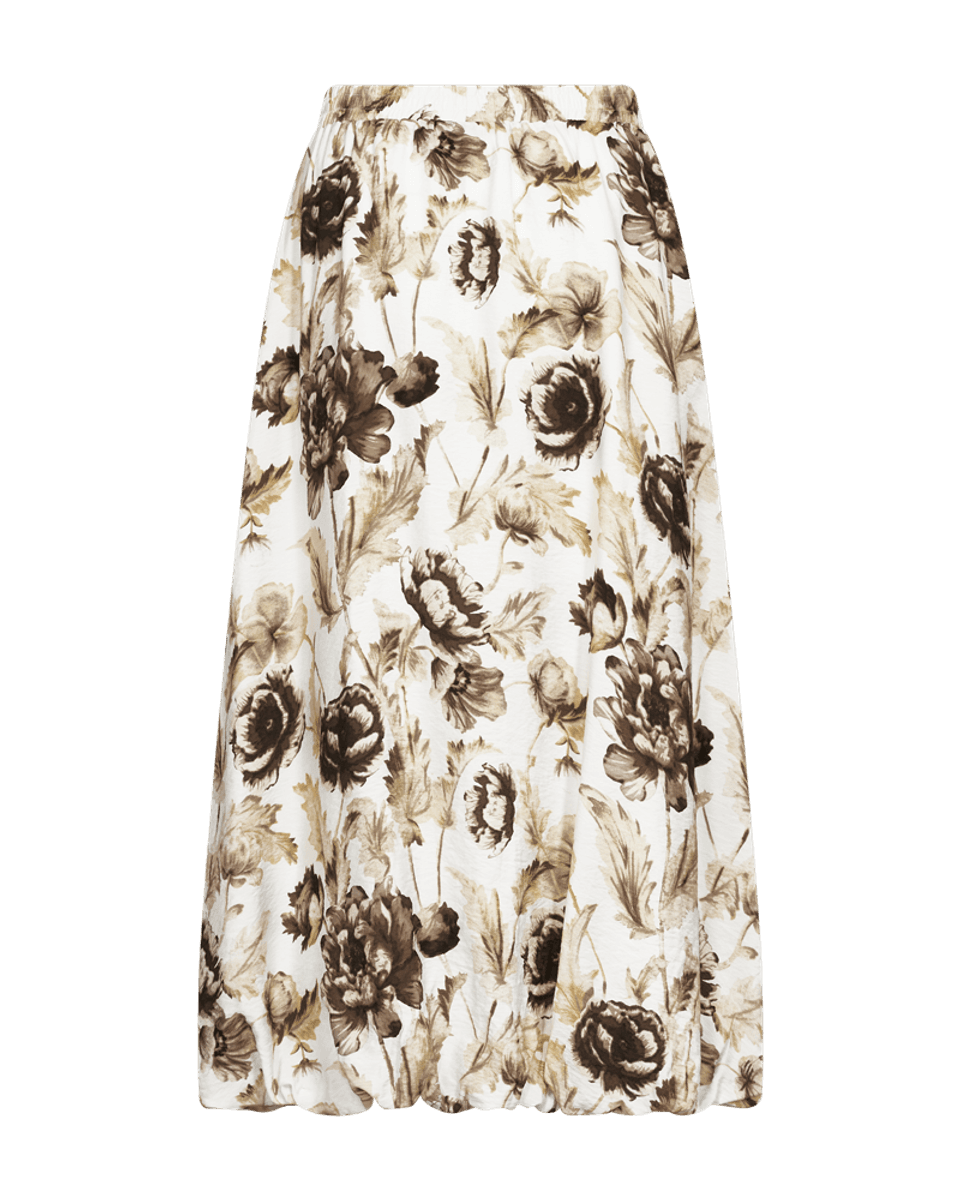 Maise Skirt Printed Brilliant White w. Coffee Bean